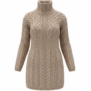 🧶 Aran Crafts Irish Merino Wool Long Coatigan 🧶